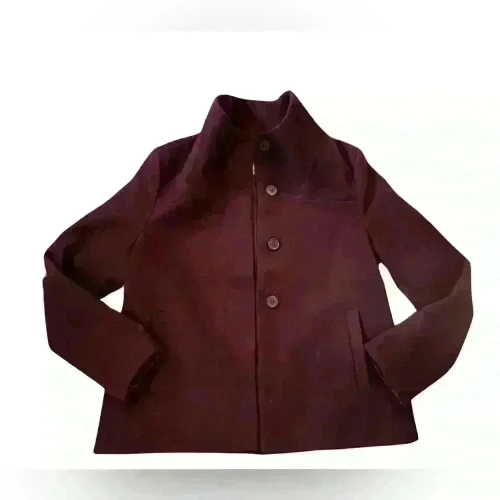 Old Navy Women’s Pea Coat Size Medium Maroon Buttons